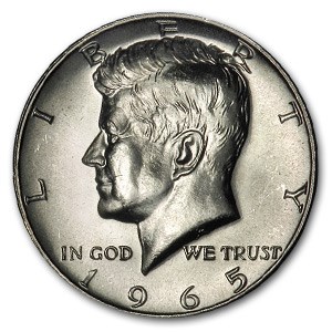 1965 Kennedy US Silver Half Dollar